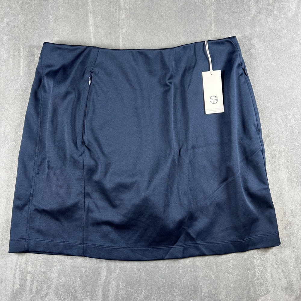 NWT Tory Burch Sport Navy Athletic Solid Golf Skort Skirt Women's L